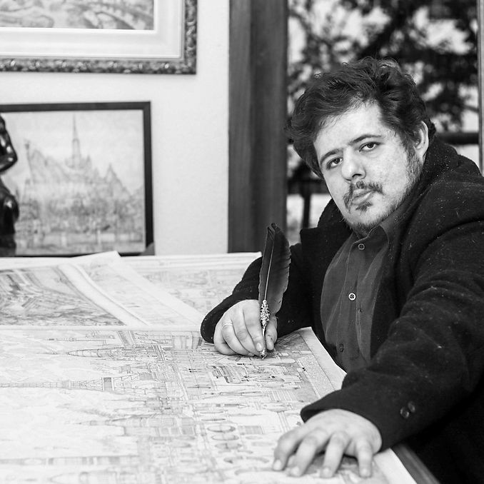 Giovanni Bocchi em seu ateliê